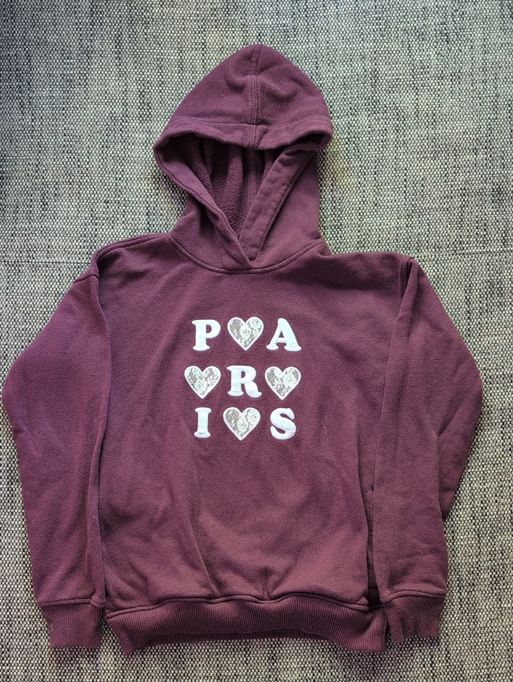 abercrombie kids Plum Pullover Hoodie with White Heart Lettering